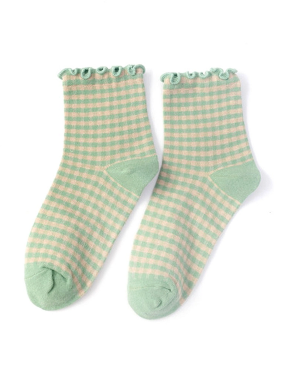 honeydew gingham socks