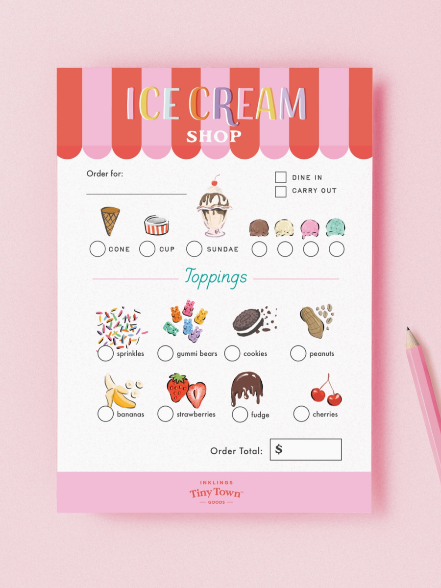 ice cream shop play notepad