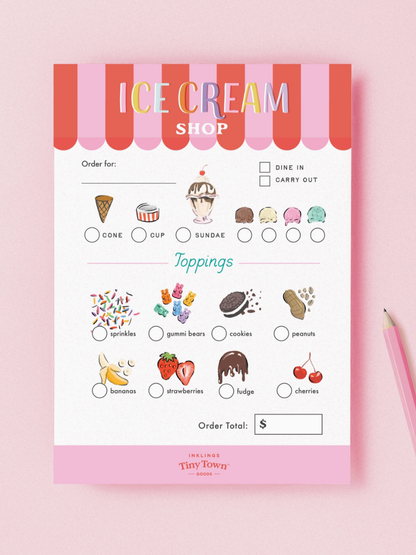 ice cream shop play notepad