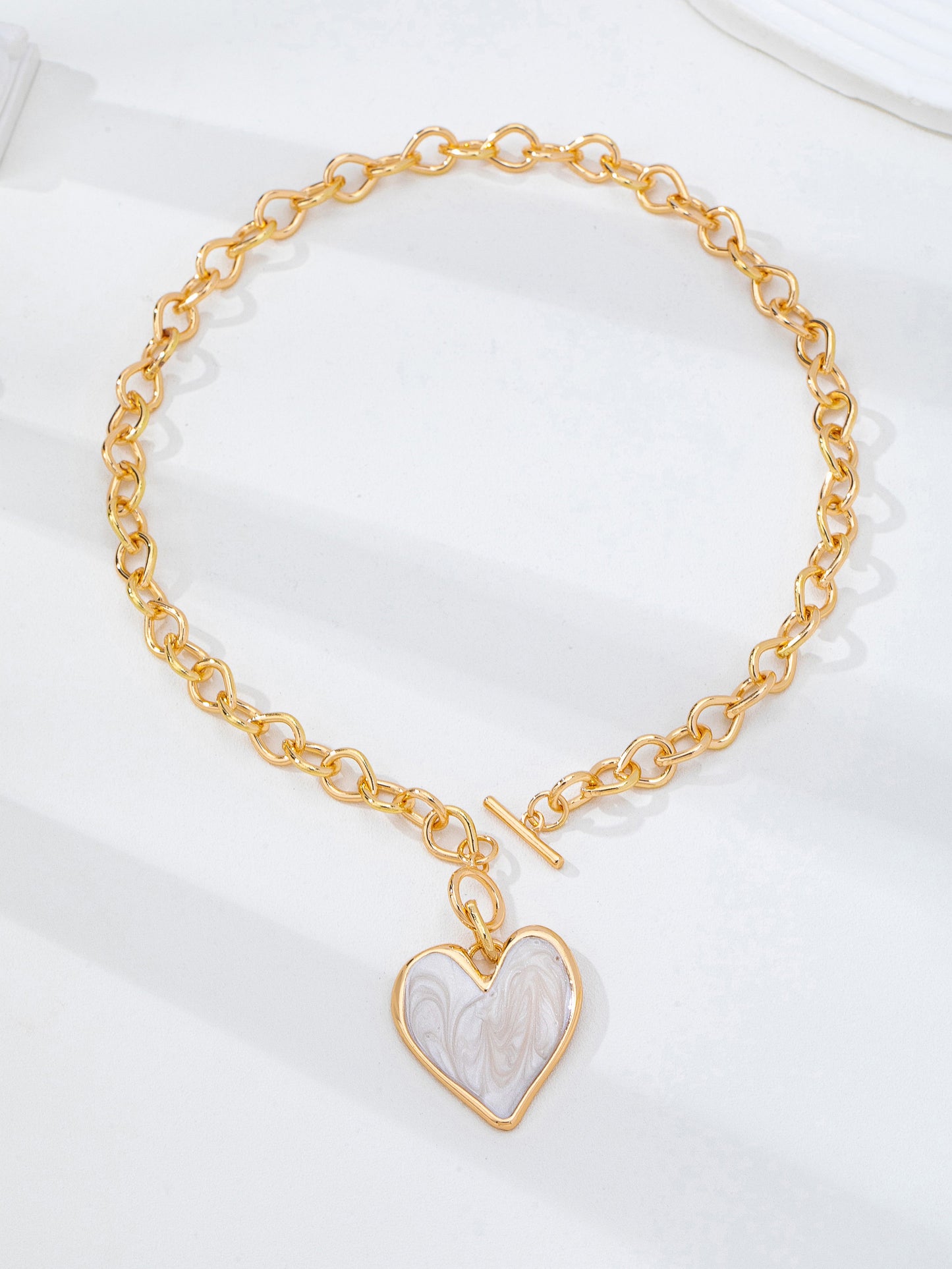 Inlay Heart Toggle Necklace