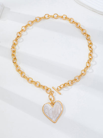 Inlay Heart Toggle Necklace
