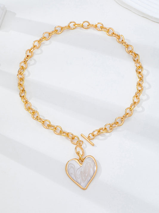 Inlay Heart Toggle Necklace