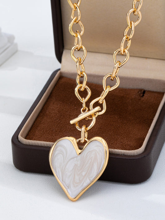 Inlay Heart Toggle Necklace
