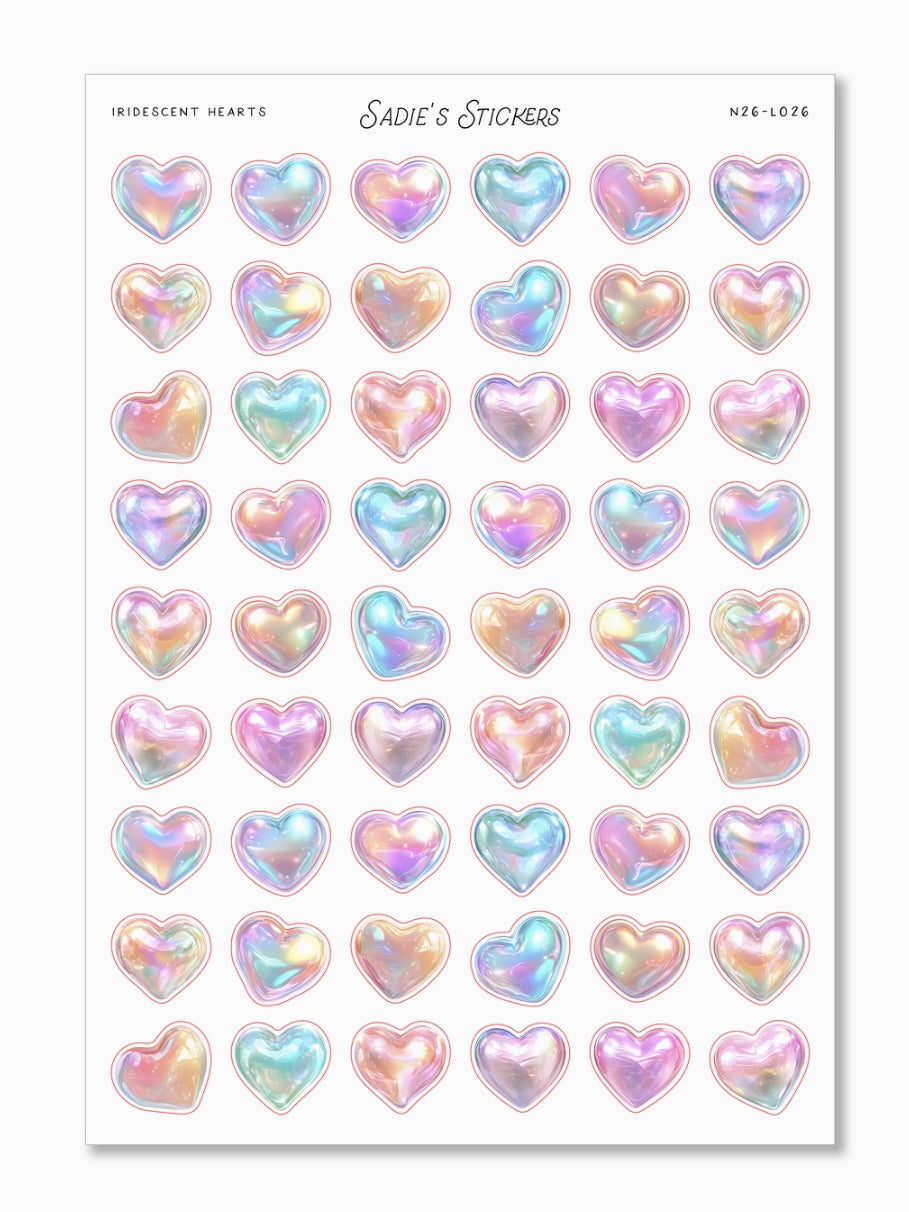 Iridescent Hearts Trinkets & Tidbits Sticker Sheet