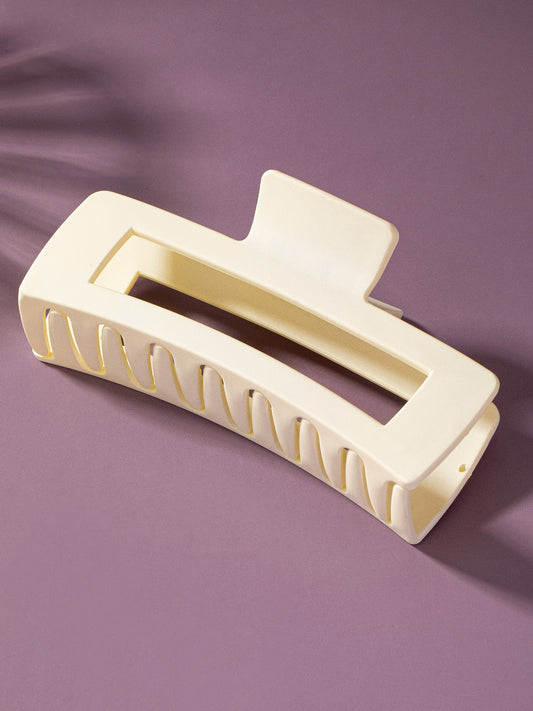 ivory matte rectangle hair claw clip