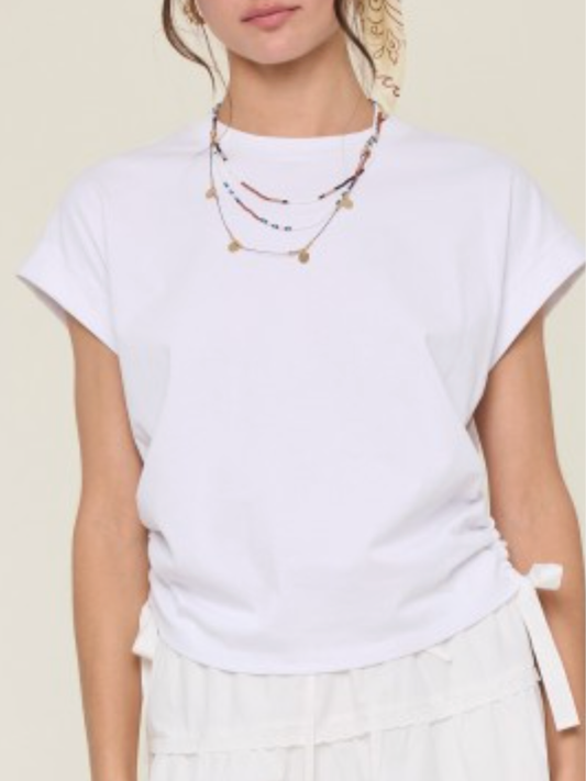 ivory side ruched top