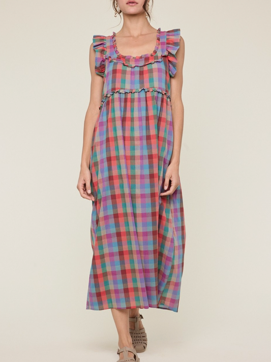 jane plaid midi dress