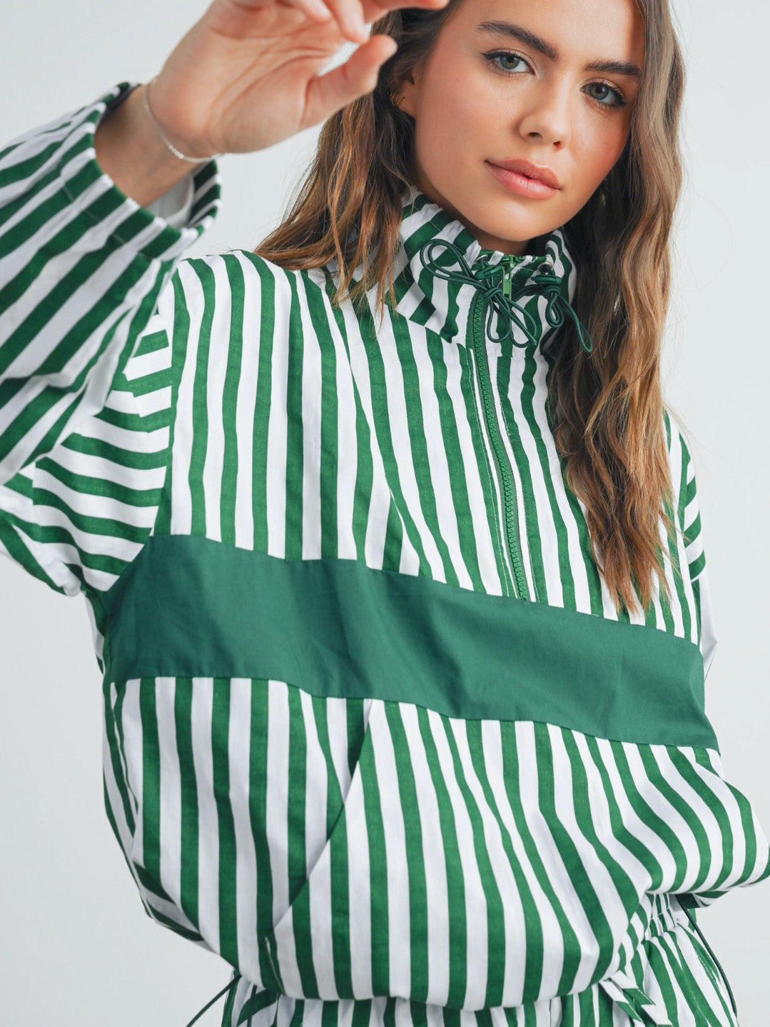 julie striped windbreaker