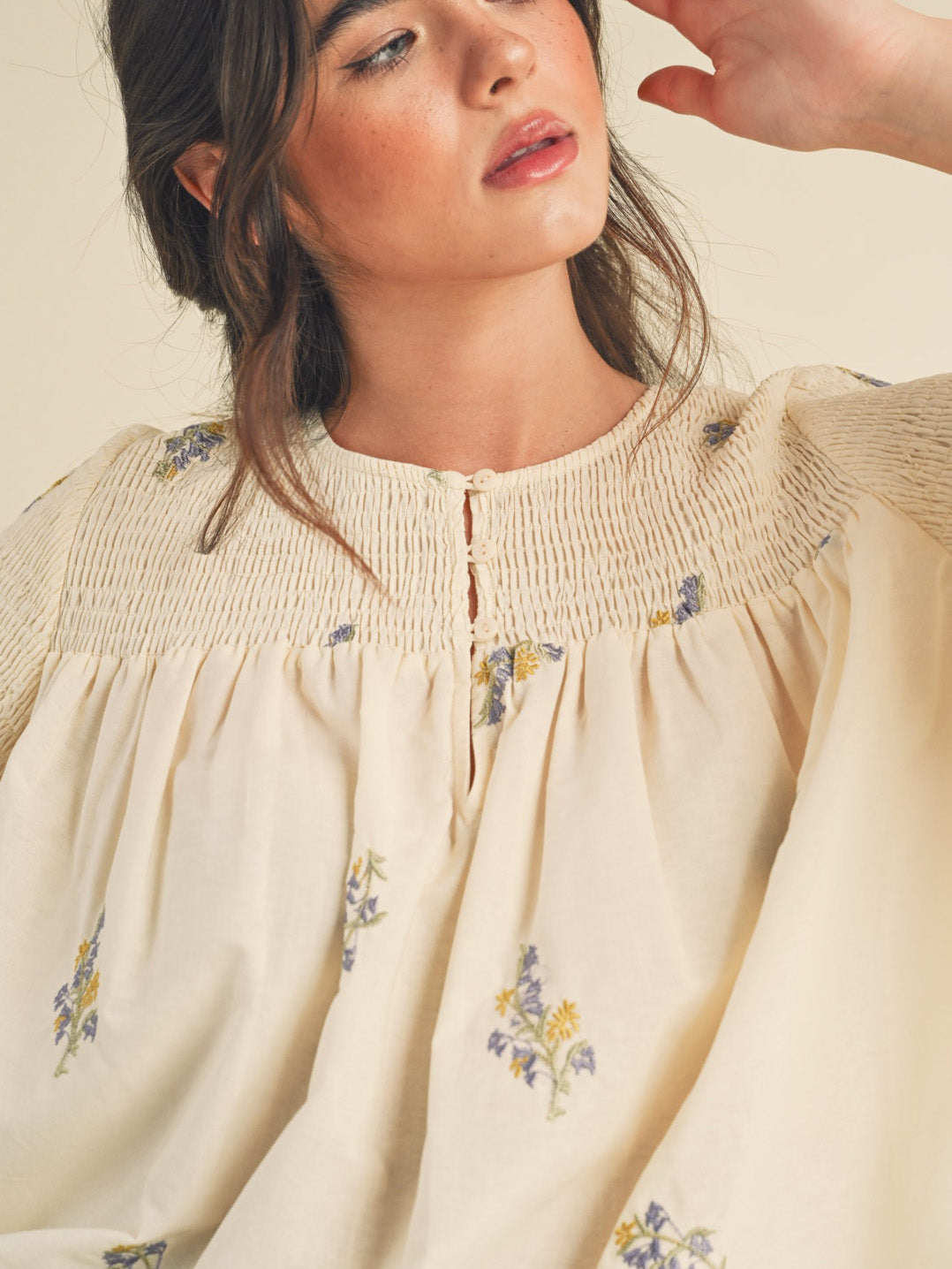 kate embroidered flowy top