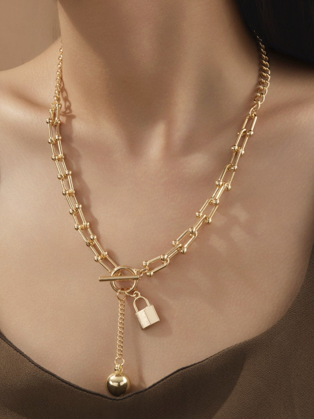 katherine lock + chain necklace