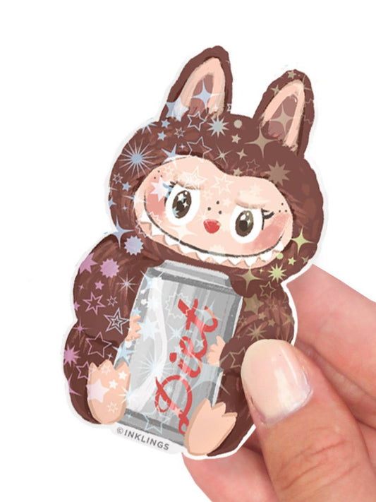 Holographic Labubu Diet Soda Sticker