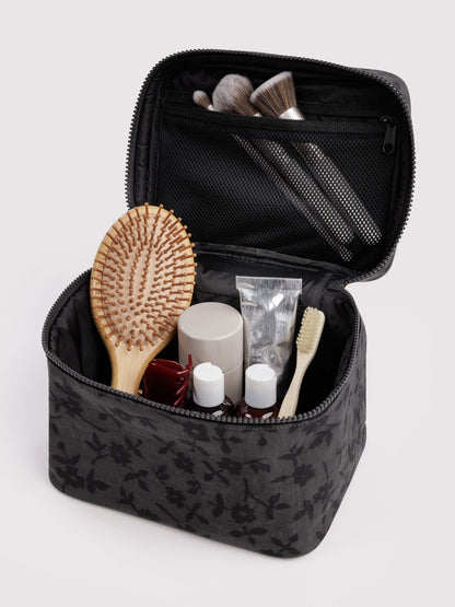 Charcoal Ditsy Floral Large Cosmetic Case