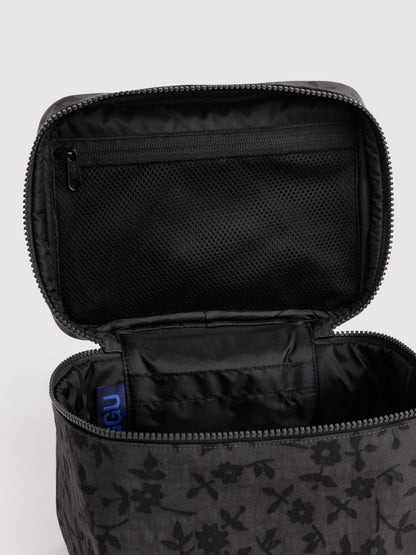 Charcoal Ditsy Floral Large Cosmetic Case