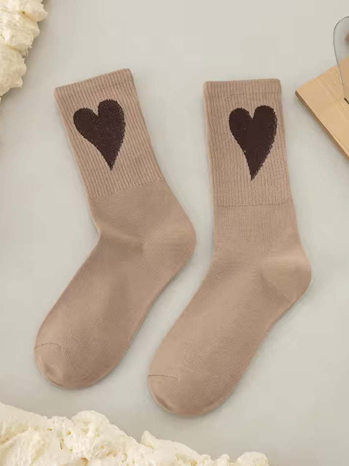 latte heart socks