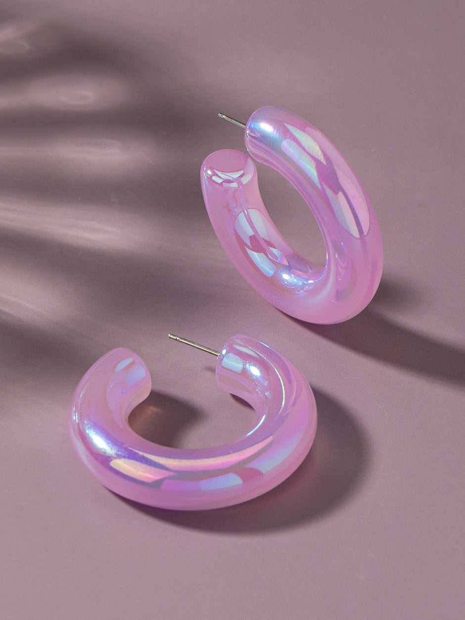 lavender chromatic chunky hoop earrings