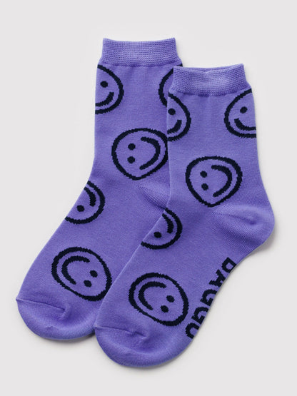 Lavender Happy Crew Socks
