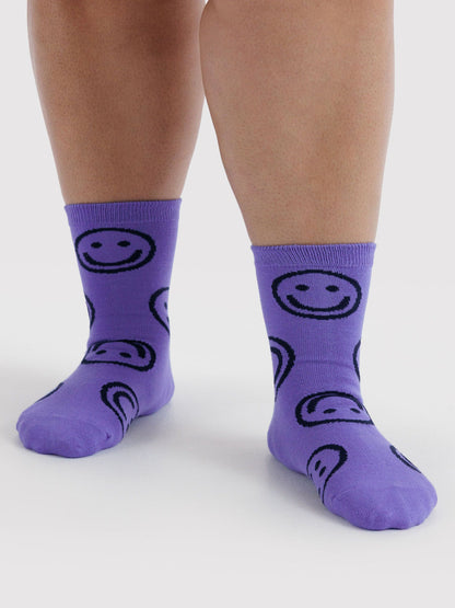 Lavender Happy Crew Socks