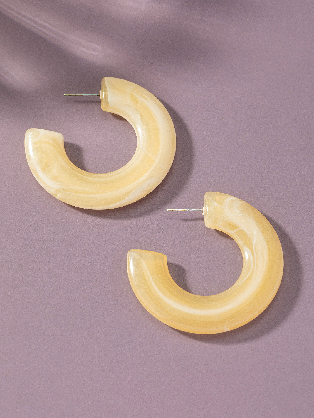 lemon chunky resin hoop earrings