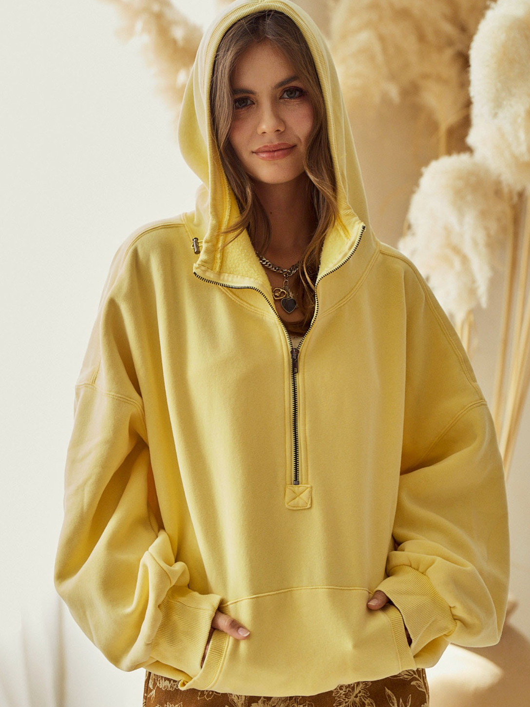 lemon half-zip oversized hoodie