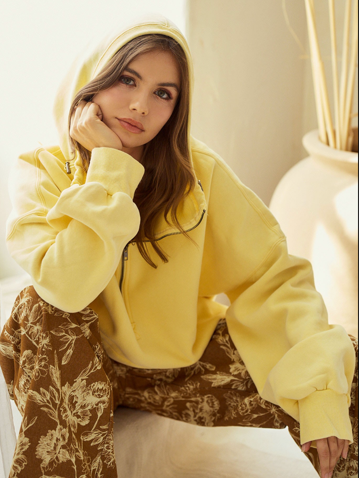 lemon half-zip oversized hoodie