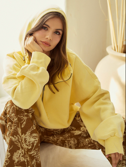 lemon half-zip oversized hoodie