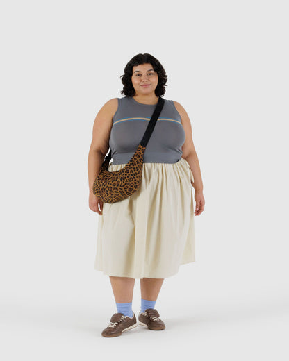 Leopard Medium Nylon Crescent Bag