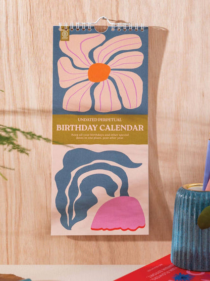 Les Fleurs Undated Birthday Calendar