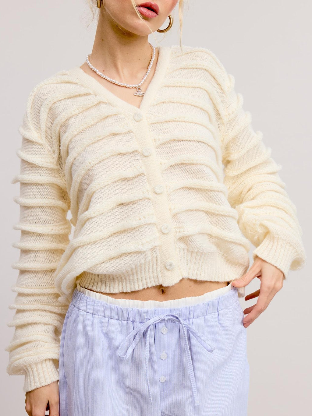 leyla textured cardigan