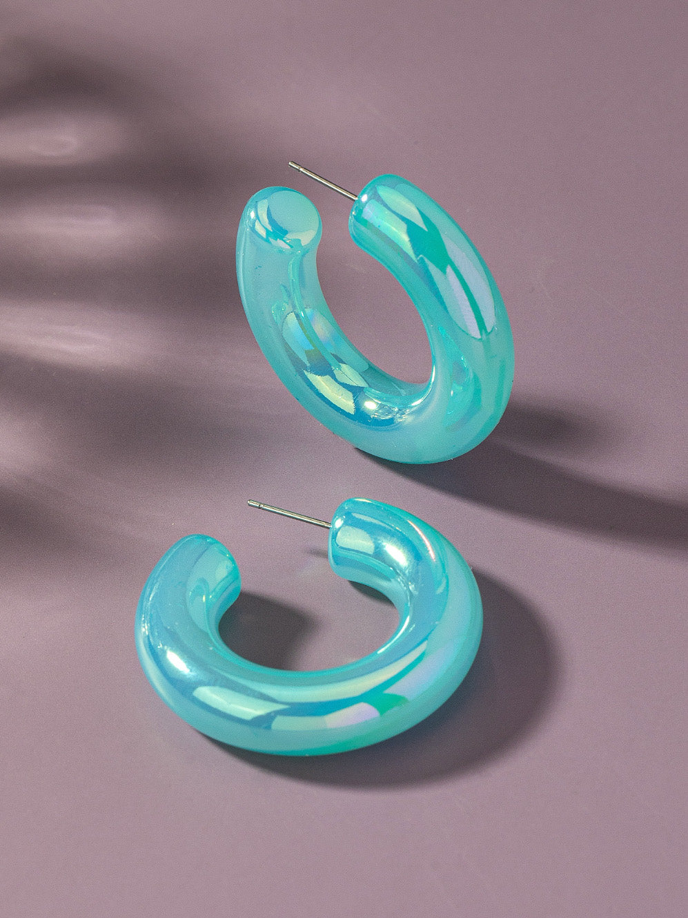 light blue chromatic chunky hoop earrings