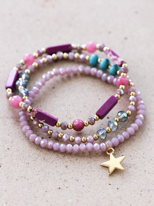 lilac beaded bracelet set