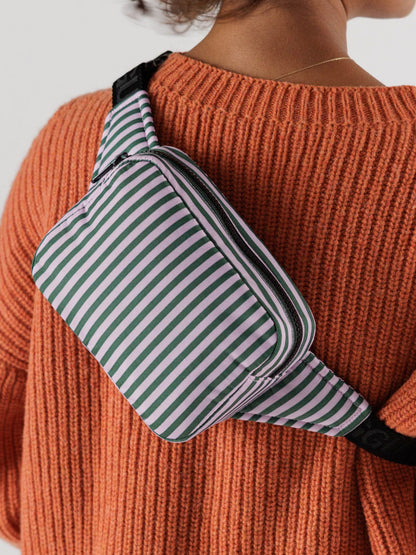 lilac candy stripe puffy fanny pack