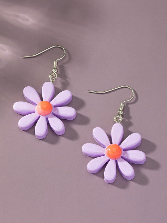Lilac Daisy Drop Earrings