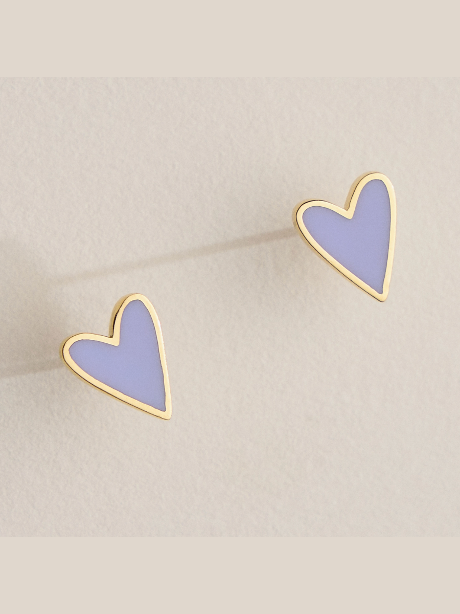 lilac heart studs
