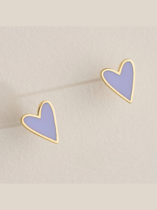 lilac heart studs