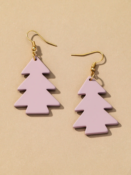 lilac holiday tree dangly earrings