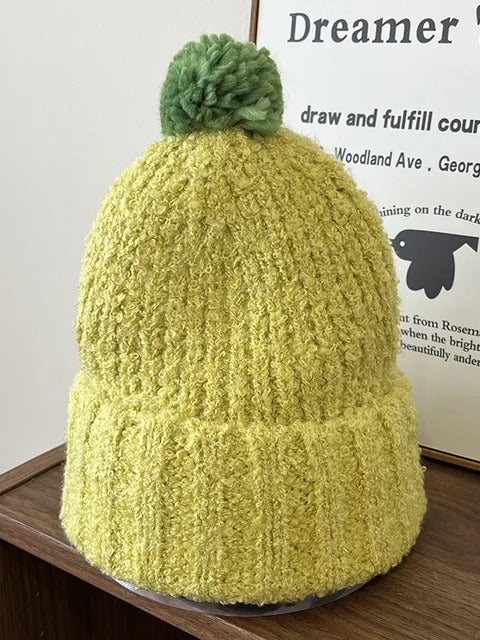 Lime Puff Beanie