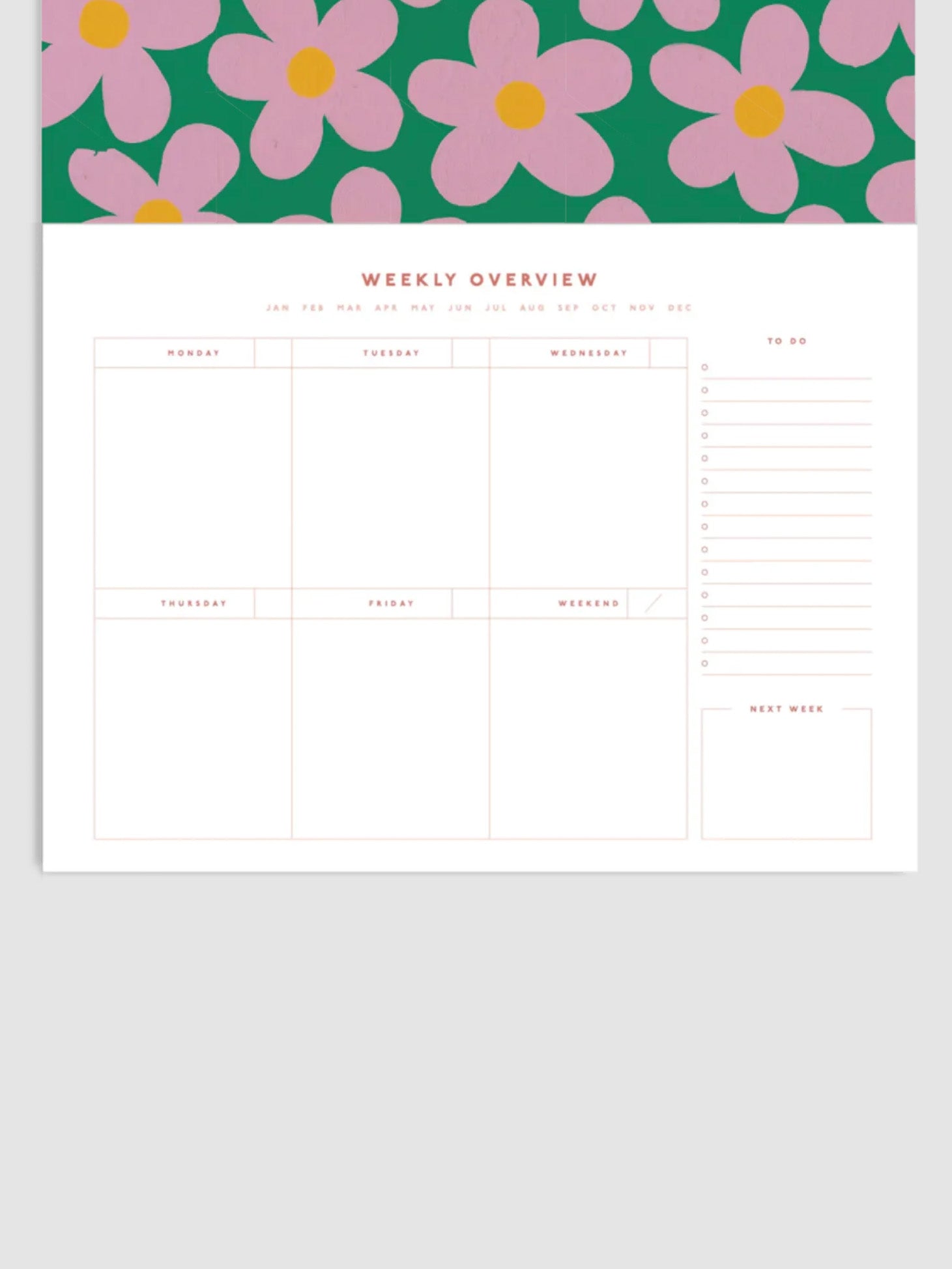 love in bloom weekly desk planner