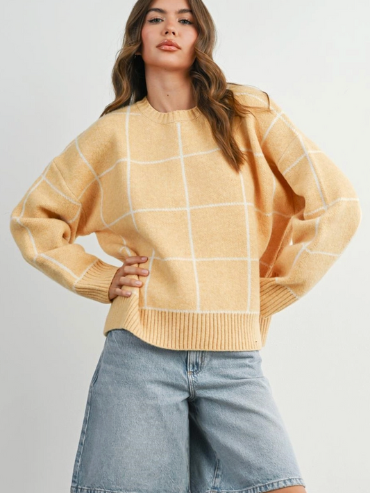 marigold check oversized sweater