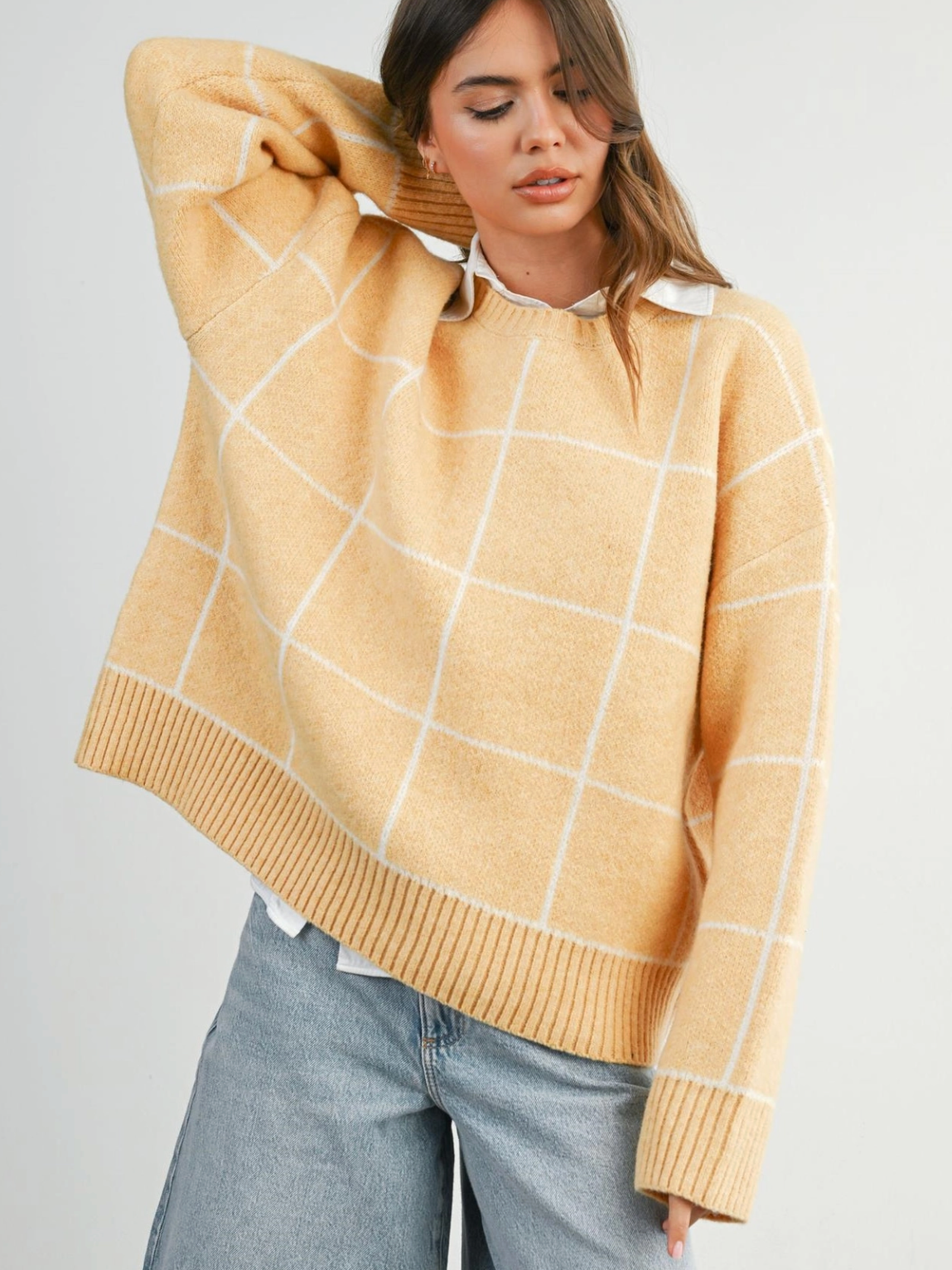 marigold check oversized sweater