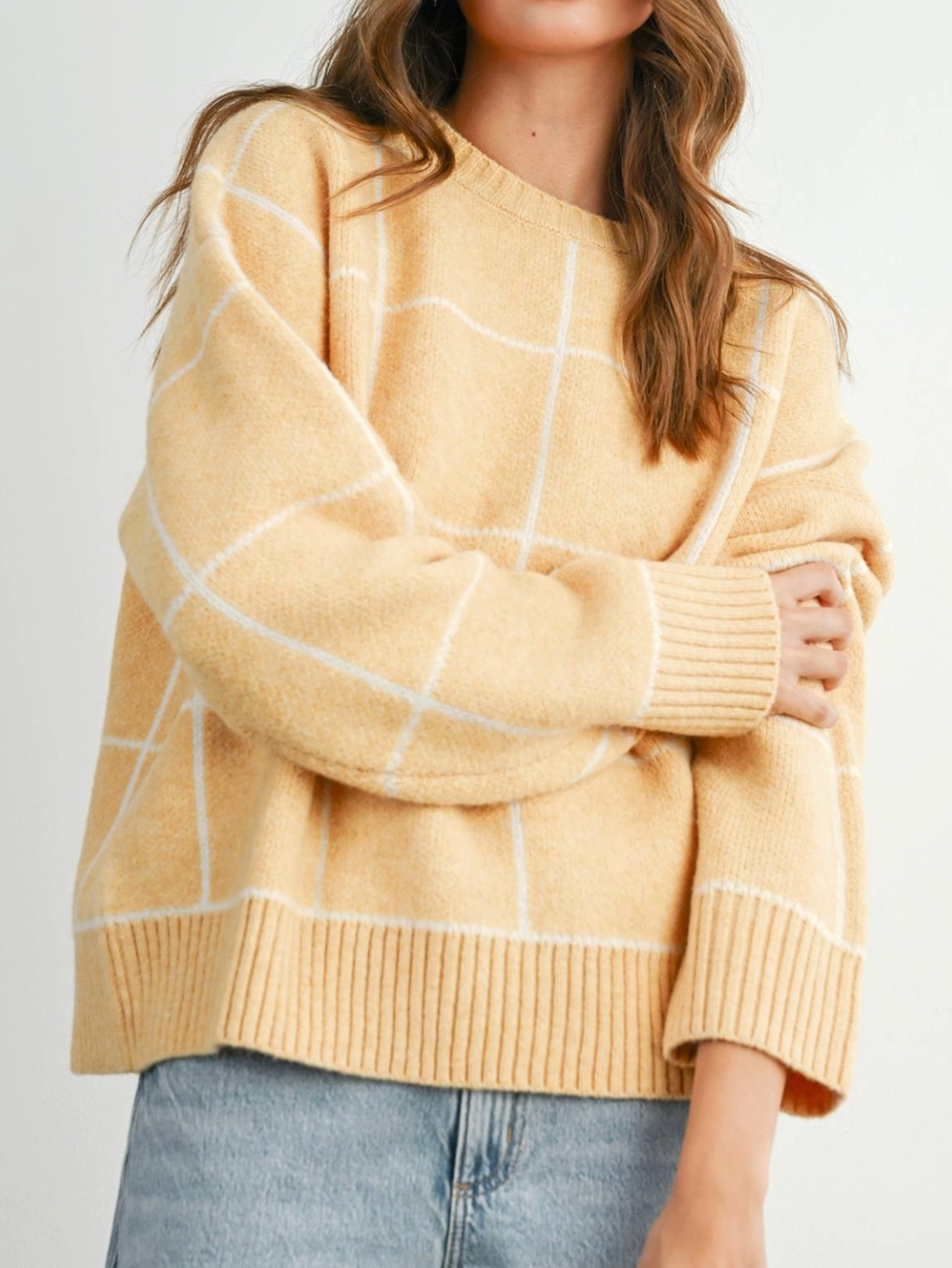 marigold check oversized sweater