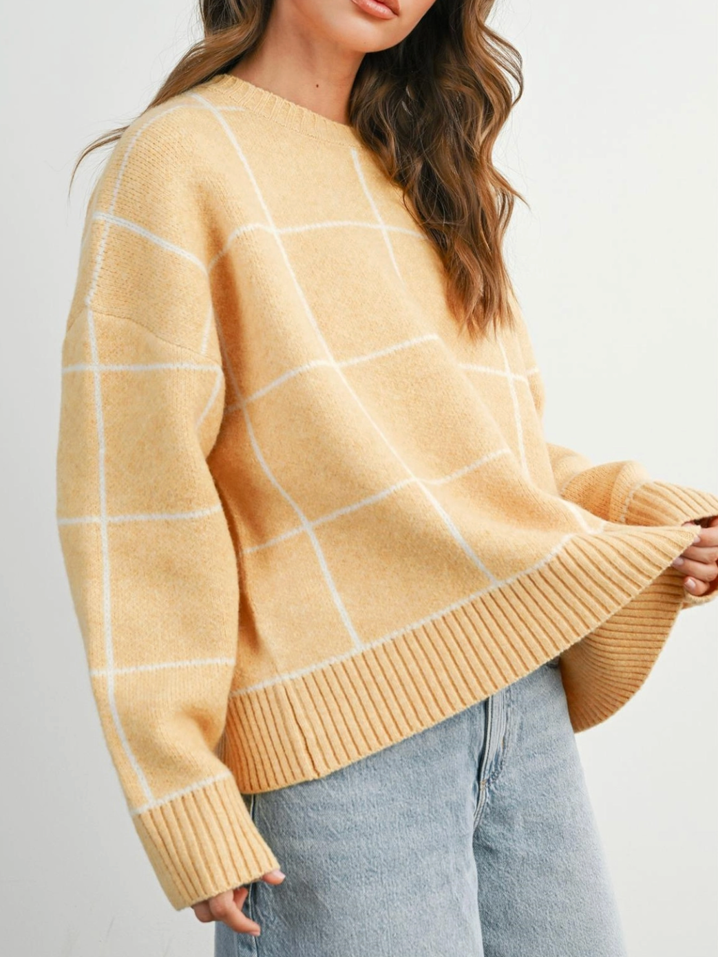 marigold check oversized sweater