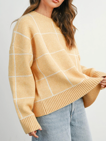 marigold check oversized sweater