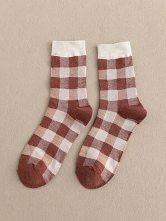 maroon plaid socks