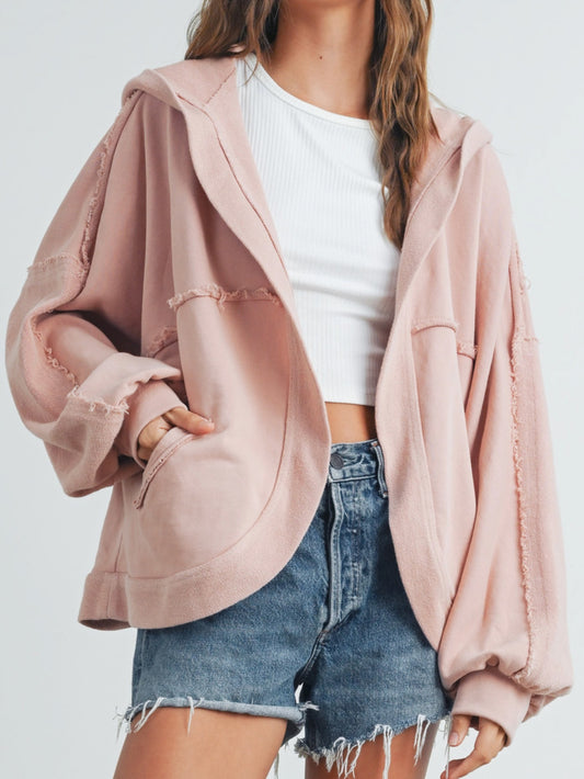 mauve hooded cardigan