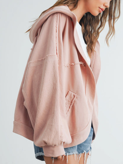 mauve hooded cardigan