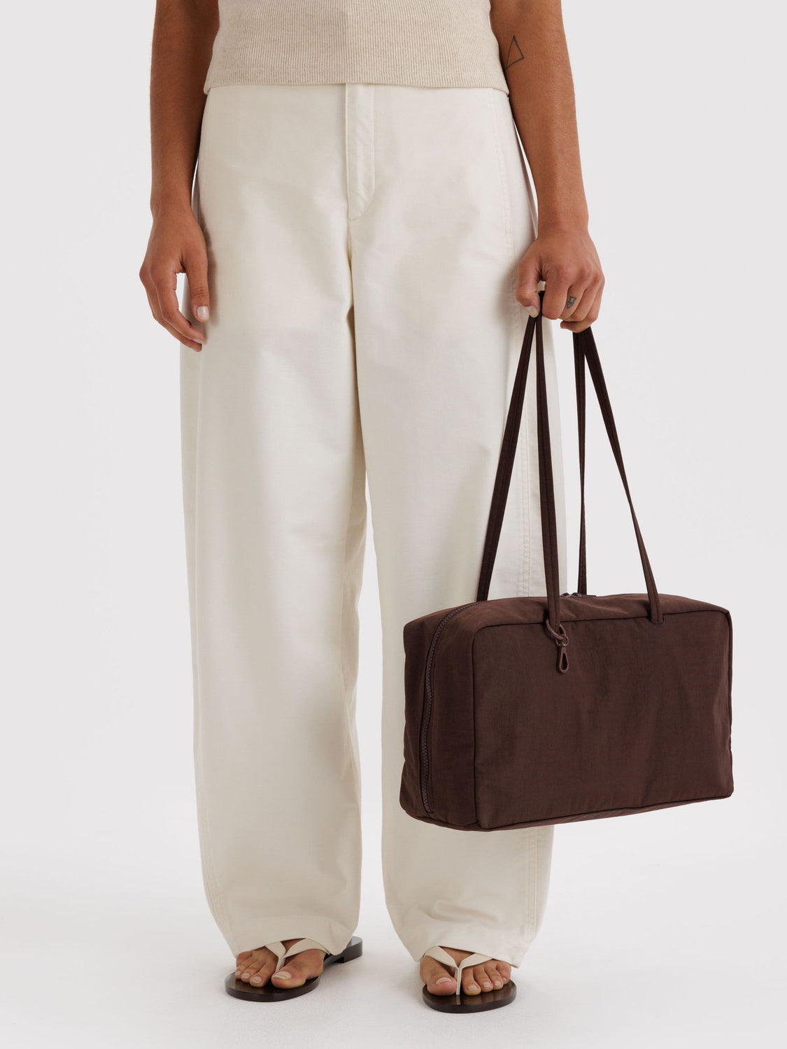 Coffee Medium Nylon Bowler Bag