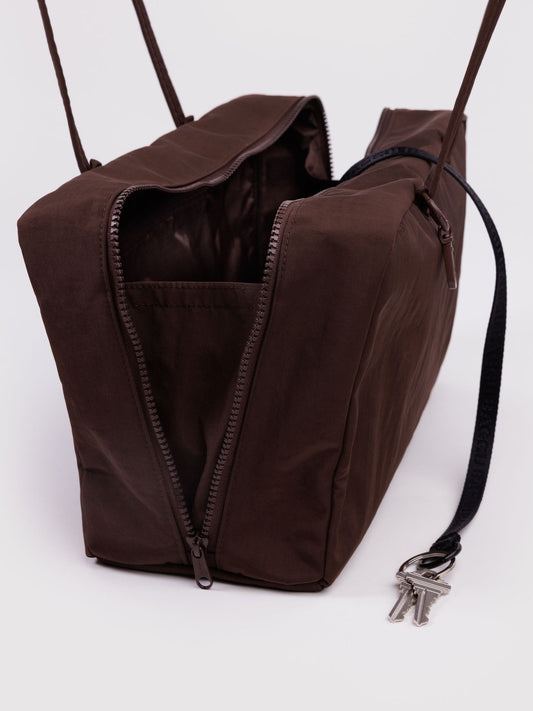 Coffee Medium Nylon Bowler Bag