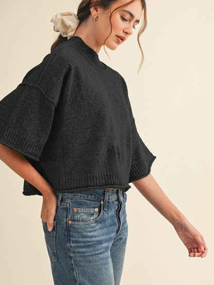 Black Kayla Slouchy Sweater Top