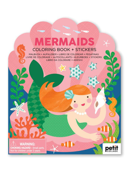 Mermaids Coloring Book + Stickers