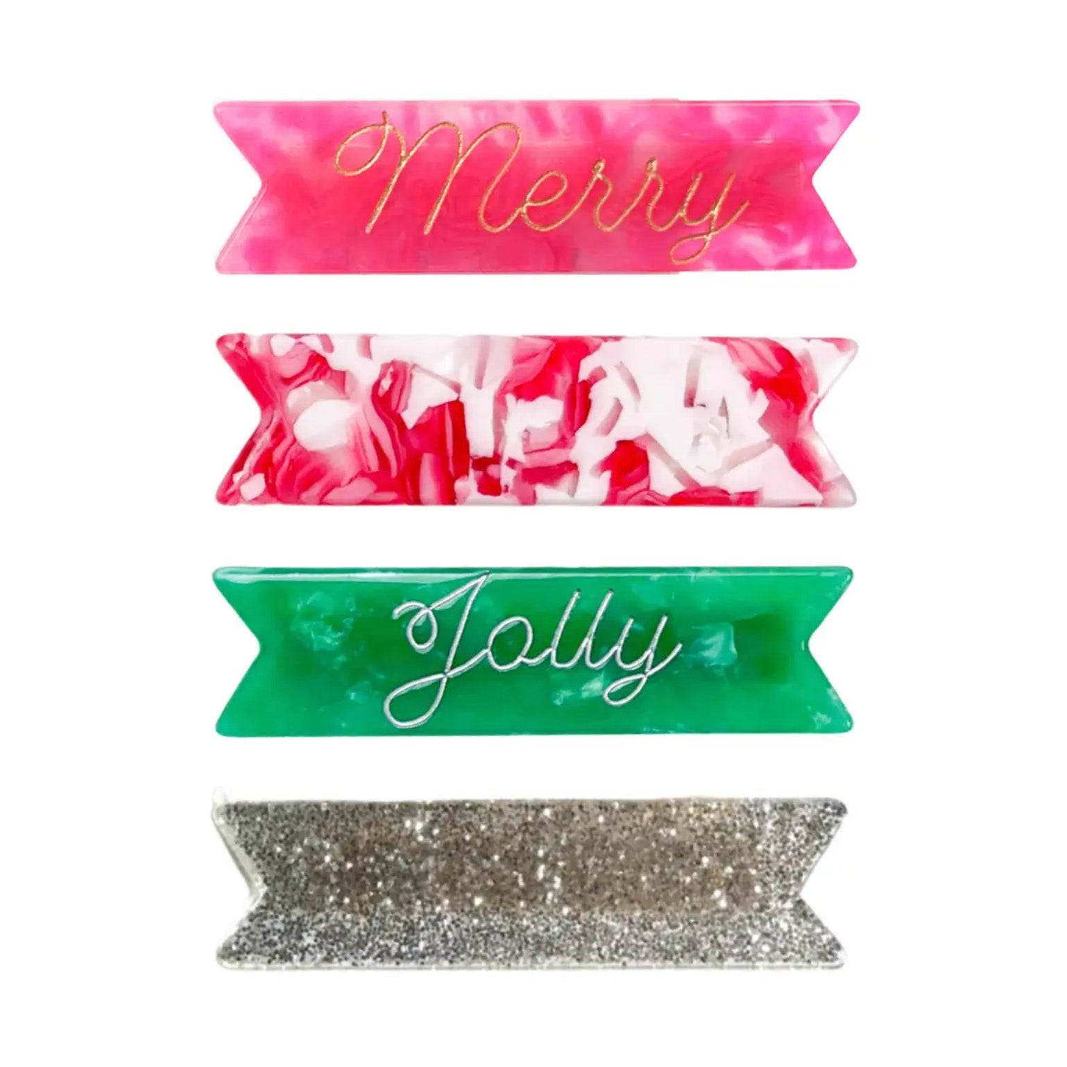 merry + jolly hair clip set